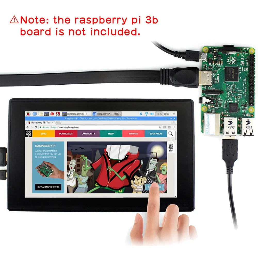 Raspberry Pi 4 Model B/ 3B+/ 3B 7 inch 1024x600 IPS Capacitive Touch Screen 7" Monitor Display w/ Case Bracket OSD Menu