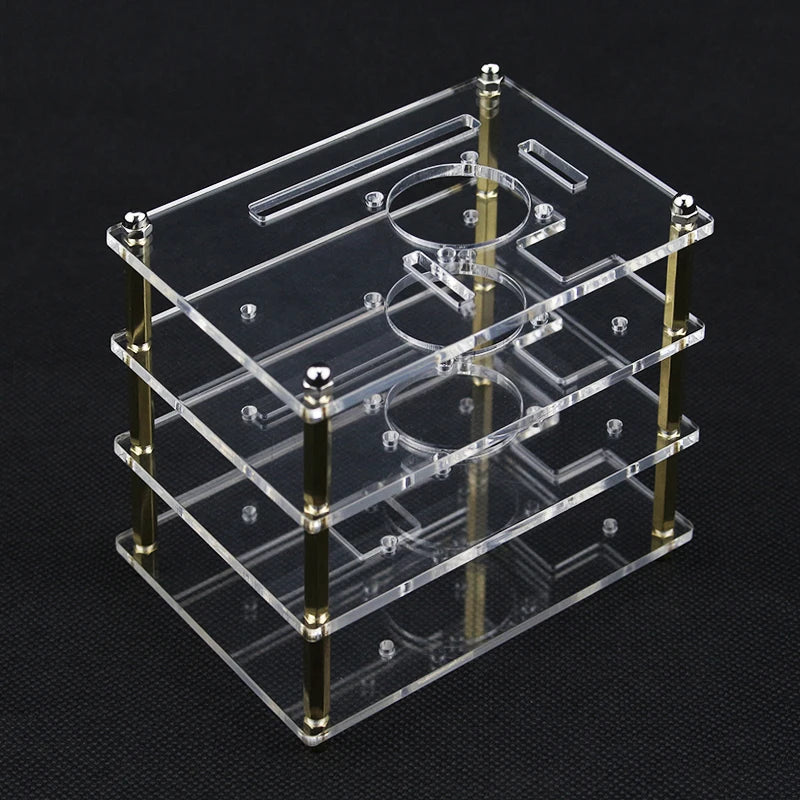 3 Layer Raspberry Pi Acrylic Case Clear Box Cover + Cooling Fans for Raspberry Pi 4B 3B+ 3B DIY Cluster