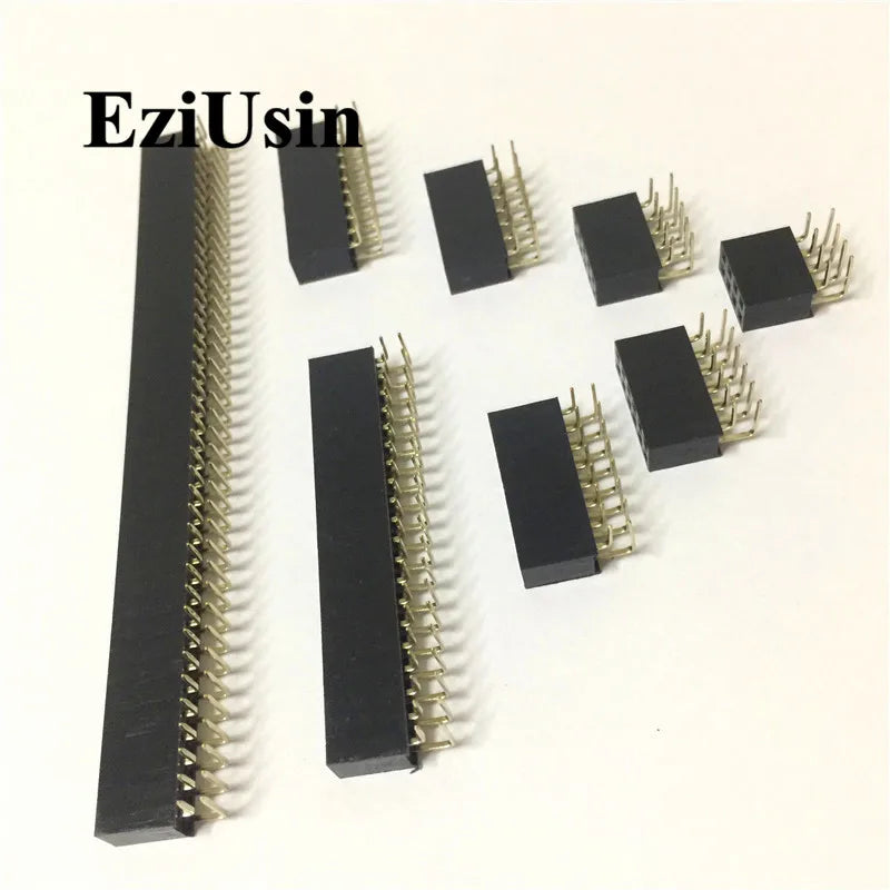 2.54mm R/A Double Row Female 2~40P PCB Board Right angle Pin Header socket Connector Pinheader 2*/4/6/10/20/40Pin For Arduino