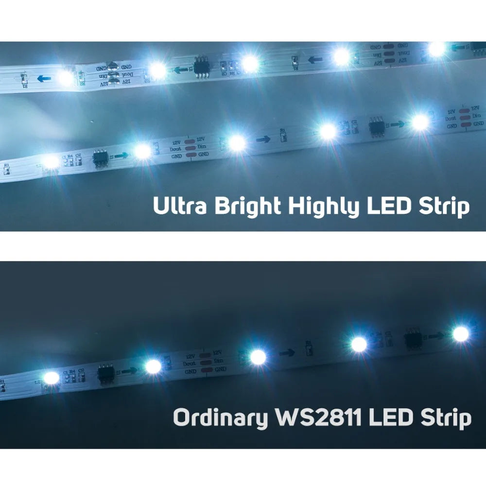 WS2811 RGB Led Strip Light 5050 SMD Addressable 30 48 60 96 144 LEDs External 1 IC Control 3 Leds Bright Normal Led Lights DC12V