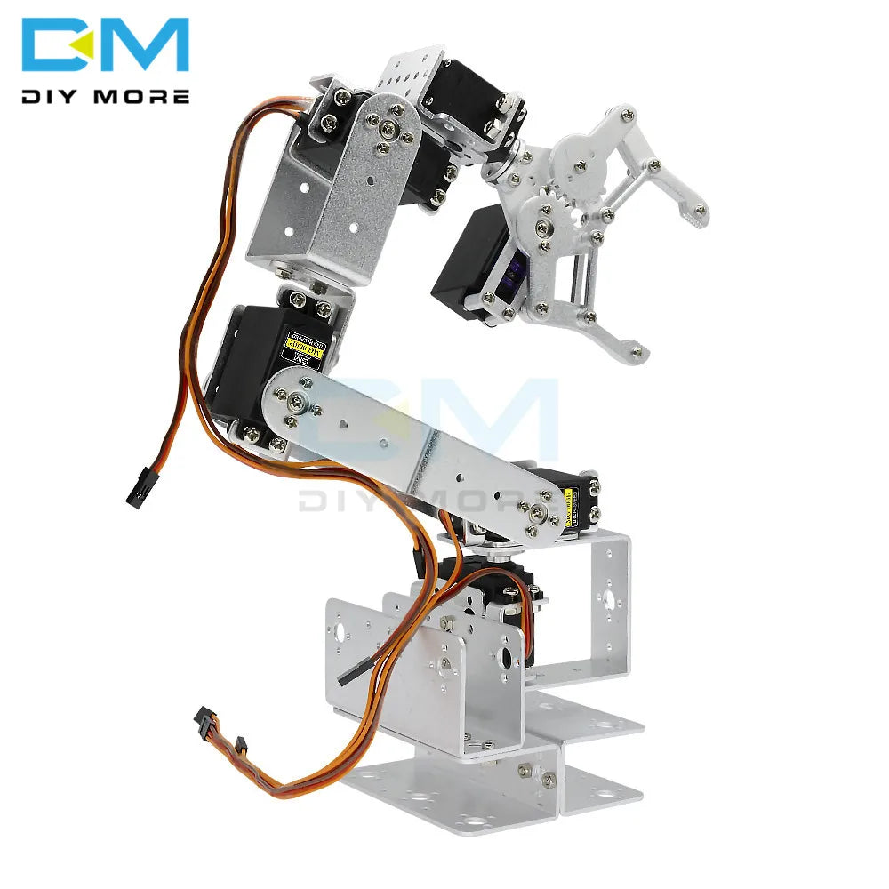 Manipulator ROT3U 6DOF Aluminium Robot Arm Mechanical Robotic Clamp Claw for Arduino Silver