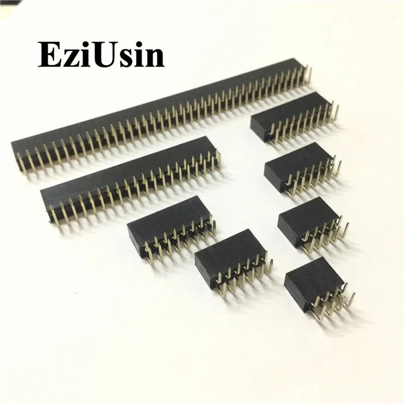 2.54mm R/A Double Row Female 2~40P PCB Board Right angle Pin Header socket Connector Pinheader 2*/4/6/10/20/40Pin For Arduino