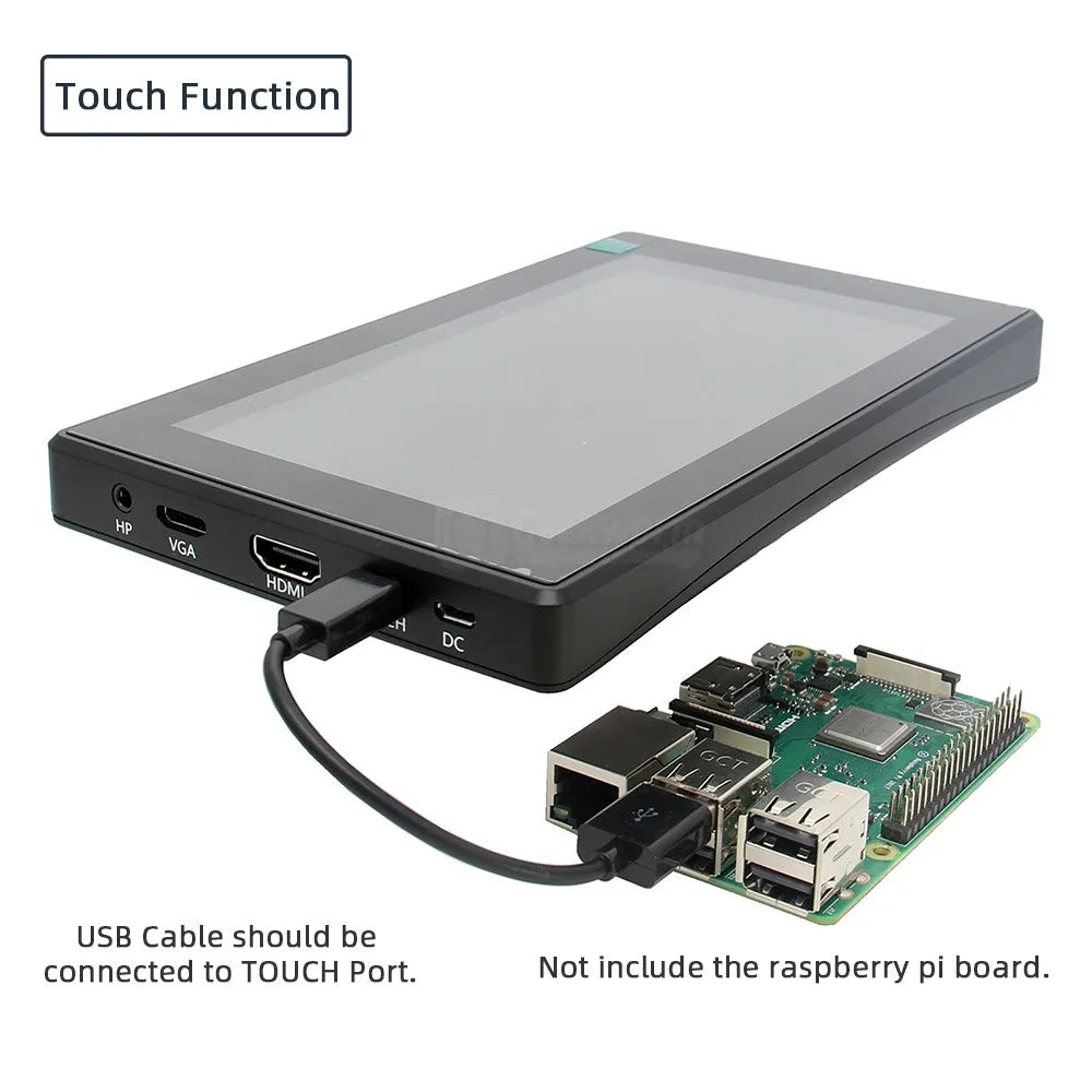 Raspberry Pi 4 Model B/ 3B+/ 3B 7 inch 1024x600 IPS Capacitive Touch Screen 7" Monitor Display w/ Case Bracket OSD Menu