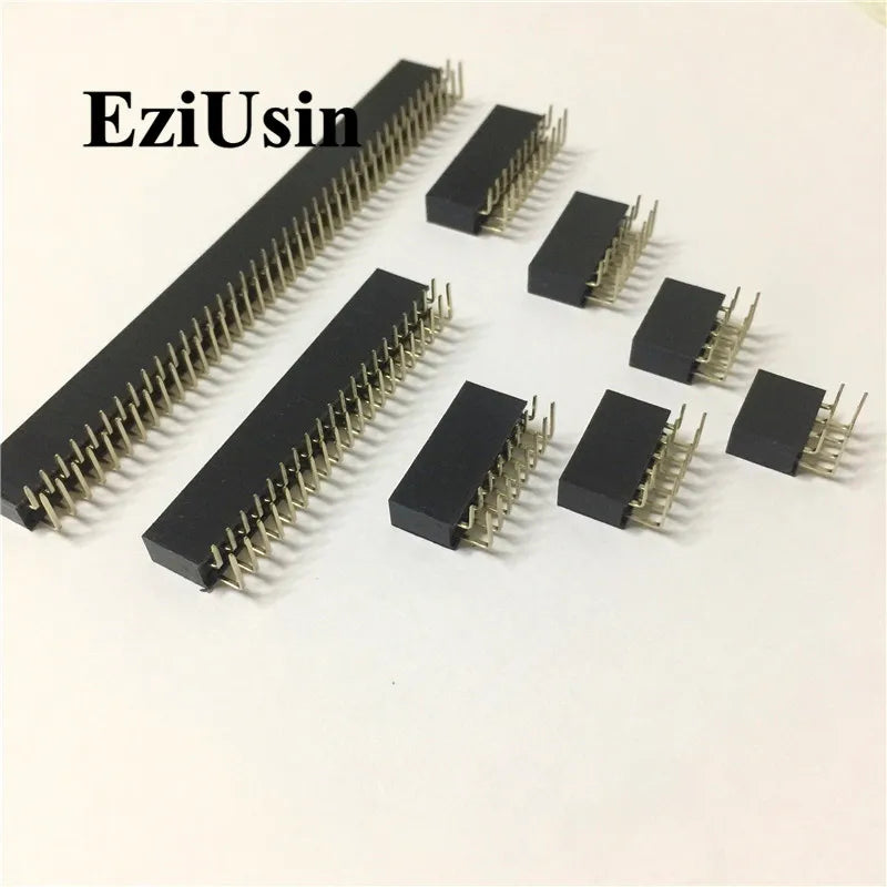 2.54mm R/A Double Row Female 2~40P PCB Board Right angle Pin Header socket Connector Pinheader 2*/4/6/10/20/40Pin For Arduino