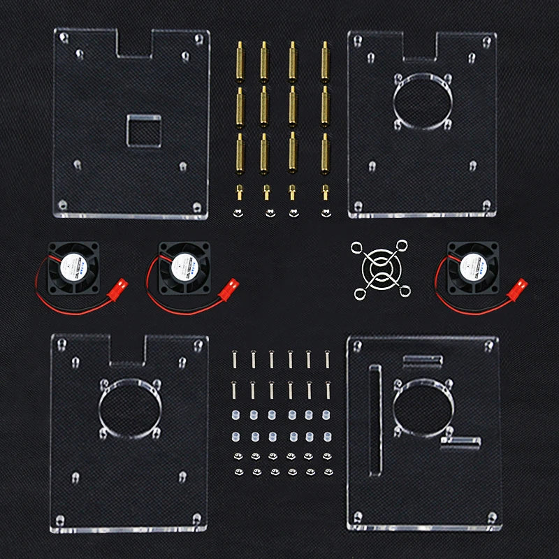 3 Layer Raspberry Pi Acrylic Case Clear Box Cover + Cooling Fans for Raspberry Pi 4B 3B+ 3B DIY Cluster