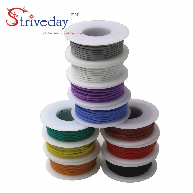 10m/roll 33ft 24awg Soft Silicone stranded Cable Wire Insulation Tinned Copper Electrical Wires DIY 10 colors to choose