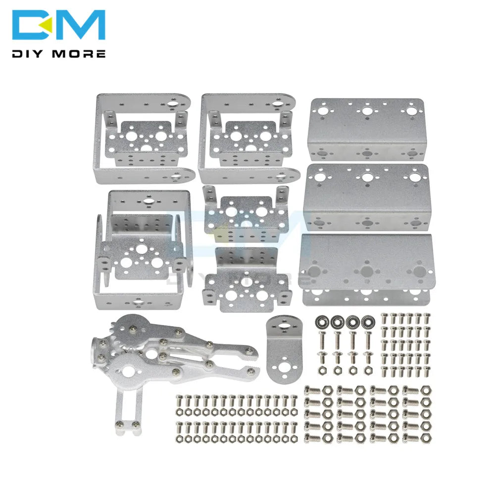 Manipulator ROT3U 6DOF Aluminium Robot Arm Mechanical Robotic Clamp Claw for Arduino Silver