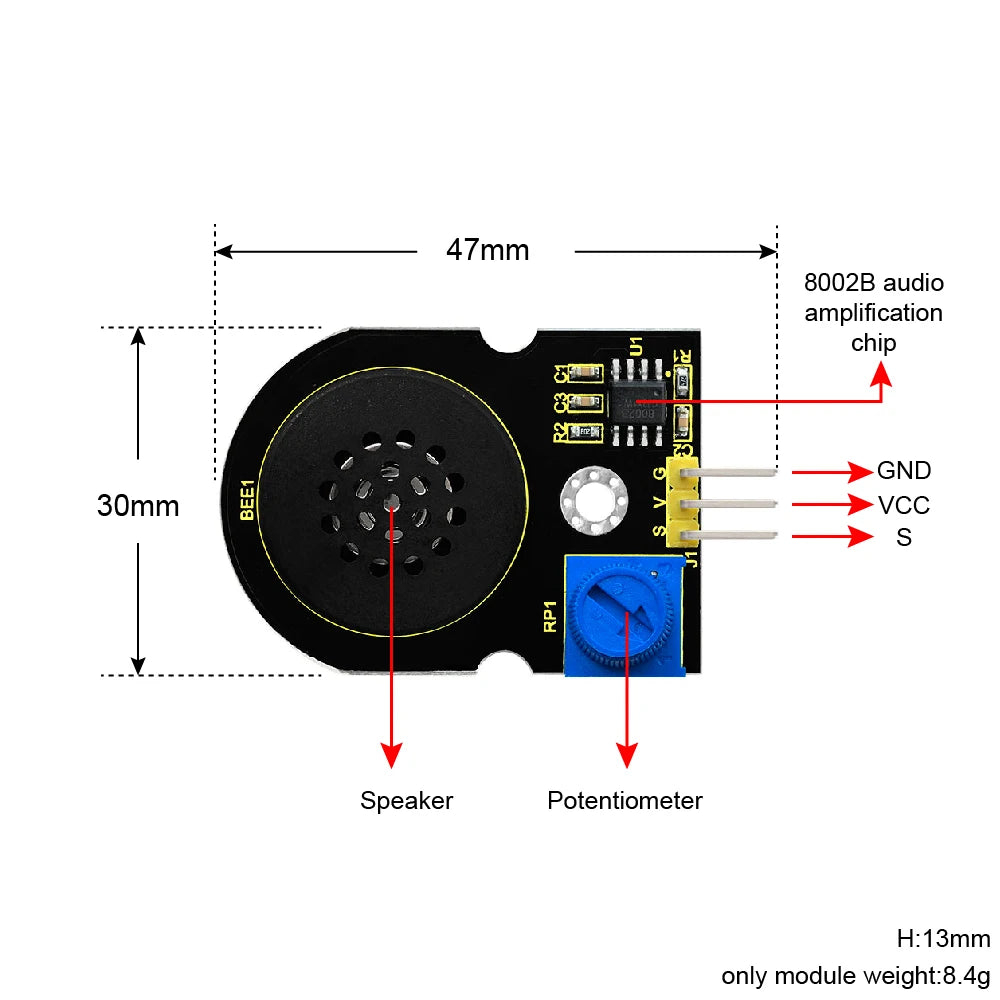 Keyestudio SC8002B Power Amplifier Speaker Buzzer Voice Module for Arduino Industrial Grade