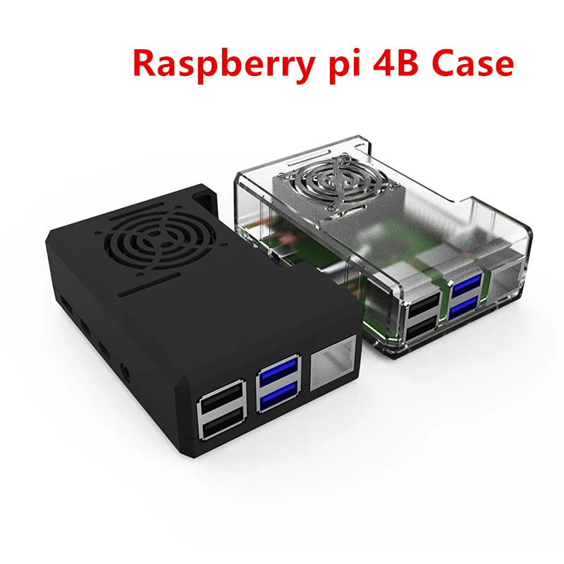 ABS Protective Case Cover with Cooling Fan + Heat Sink 1 Aluminum + 2 Copper Case For Raspberry Pi 4B 4 3 B+/3/2/ B+ Cover