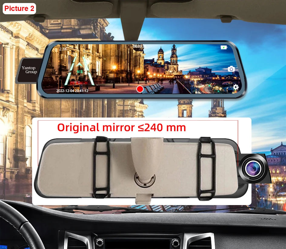 E-ACE 2K Car DVR WIFI GPS Stream Media Mirror Optional 1080P Car Video Camera Night Vision Loop Recording 24H Parking Black Box