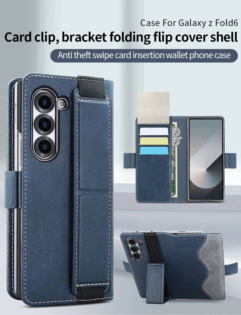 Business PU Leather Flip Wallet Mobile Phone Case Fit For Samsung Galaxy Z Fold 7 Z Fold 6 Fold 5 Case With Adjustable Kickstand