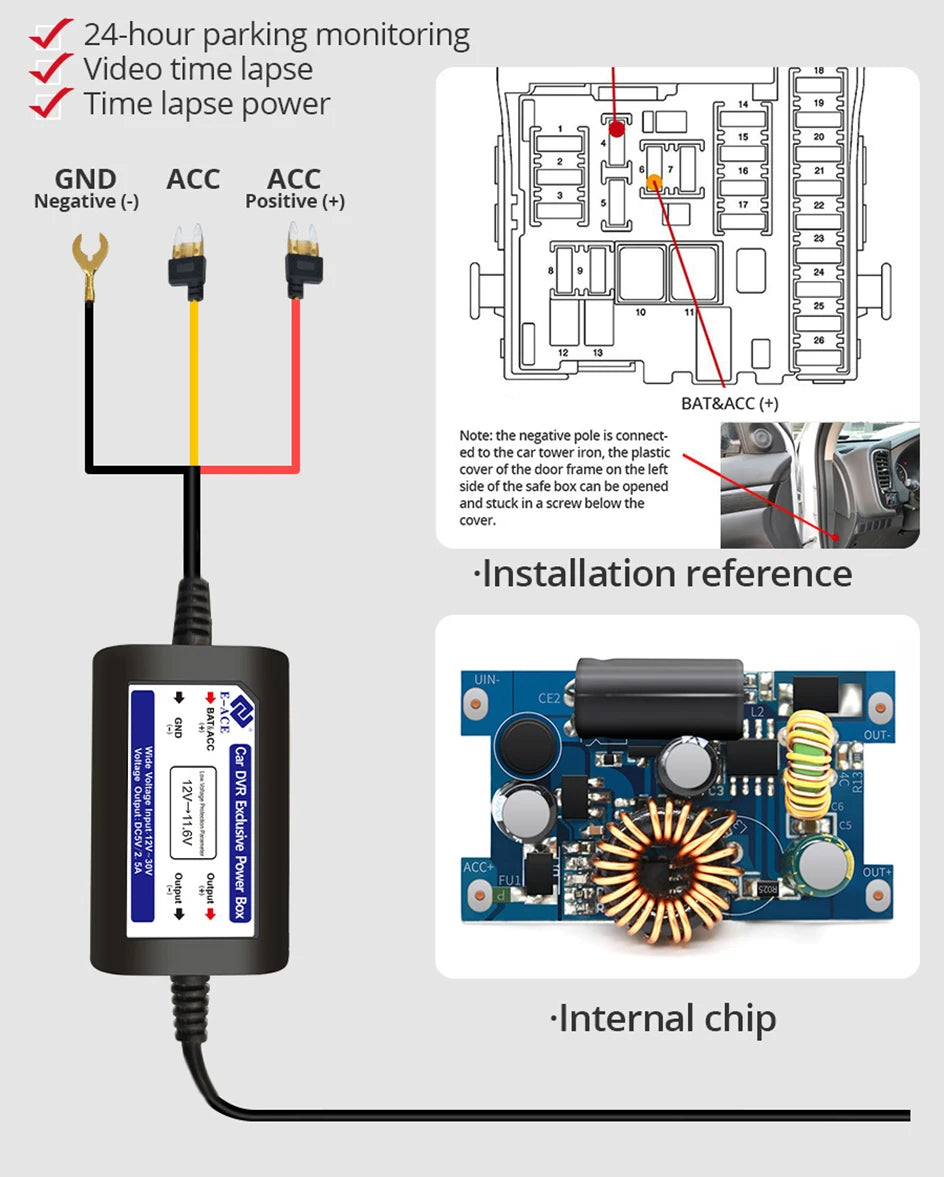 E-ACE 2K Car DVR WIFI GPS Stream Media Mirror Optional 1080P Car Video Camera Night Vision Loop Recording 24H Parking Black Box