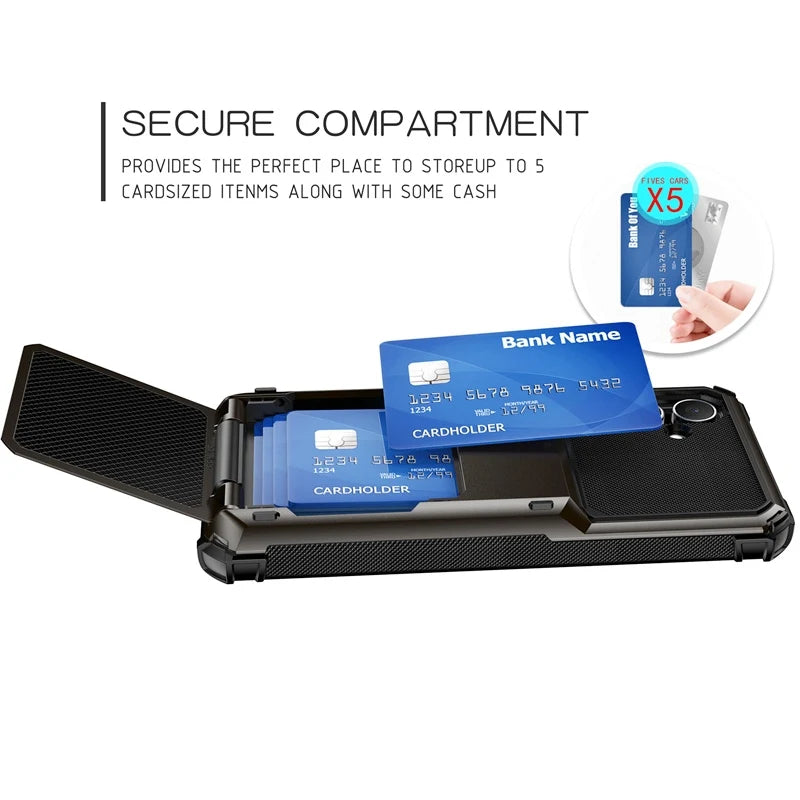 Wallet Case For Samsung Galaxy A16 A26 A36 A56 5G A06 A05 A15 A25 A35 A55 A14 A34 A54 A12 A04s Heavy Duty Armor Cards Slot Cover