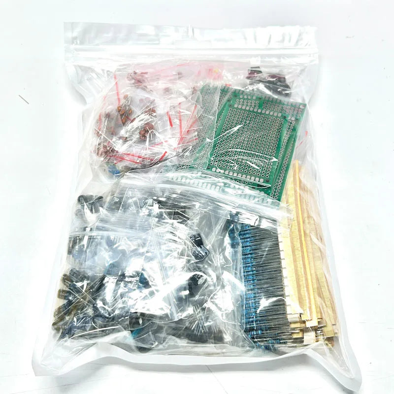 1818PCS DIY Electronics Components Kit Assortment Resistors Potentiometer DIP-IC LED Triode Capacitors Diodes PCB Bag/Box