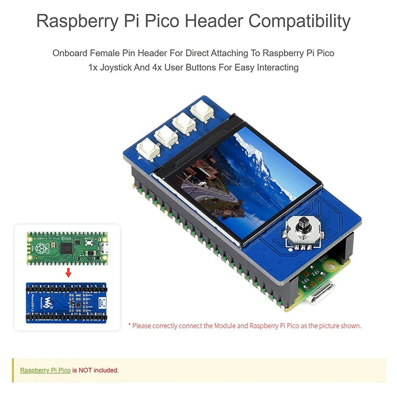 Waveshare 1.3 Inch LCD Display For Raspberry Pi Pico, IPS Screen Display Module, 65K RGB Colors, 240X240 Pixels