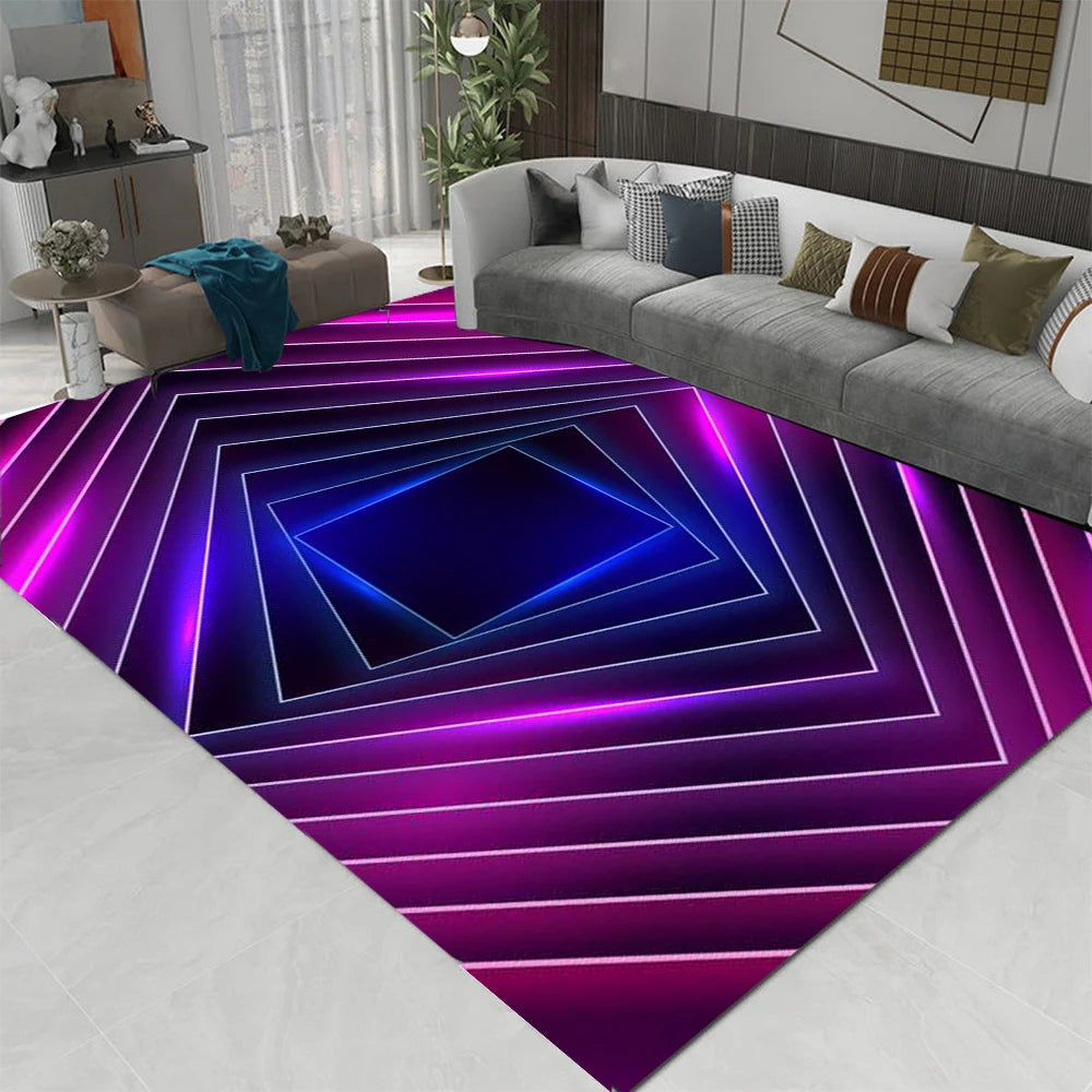 3D LED Lights Illusion Rug for Living Room Washable Floor Lounge Large Area Non Slip CarpetsTeen's Kids Boy Girl Room Decor Rug