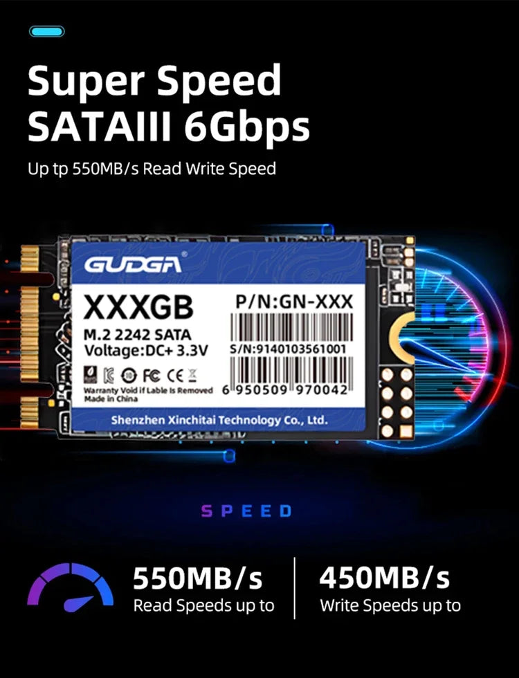 GUDGA SSD M2 SATA M.2 NGFF SATA III Solid State Drive 1TB 2TB 4TB 2242 2280 Internal Hard Drive Disk For Laptops Desktop Notebook