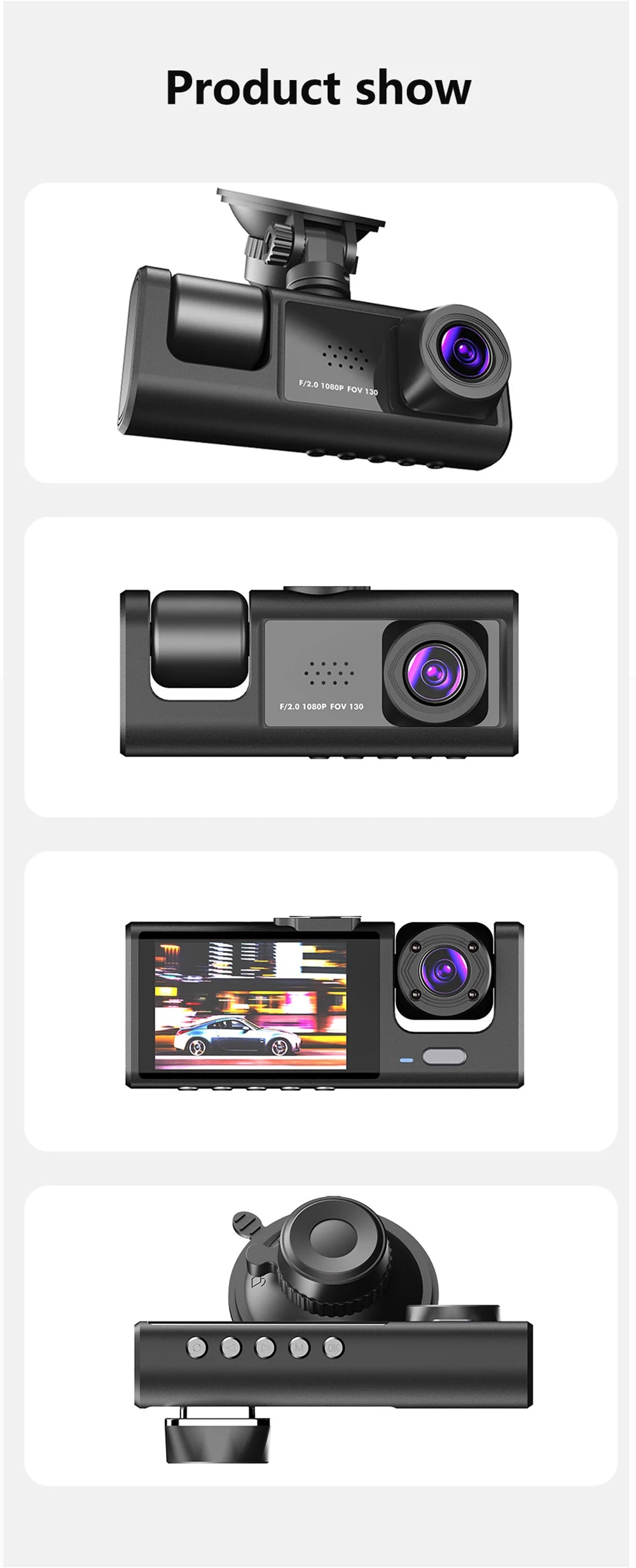 WIFI APP Control Car Dvr 2/3 Channel 1080P Dash Cam for Cars Front optional Rear View Recorder Video Car Camera Car Assecories