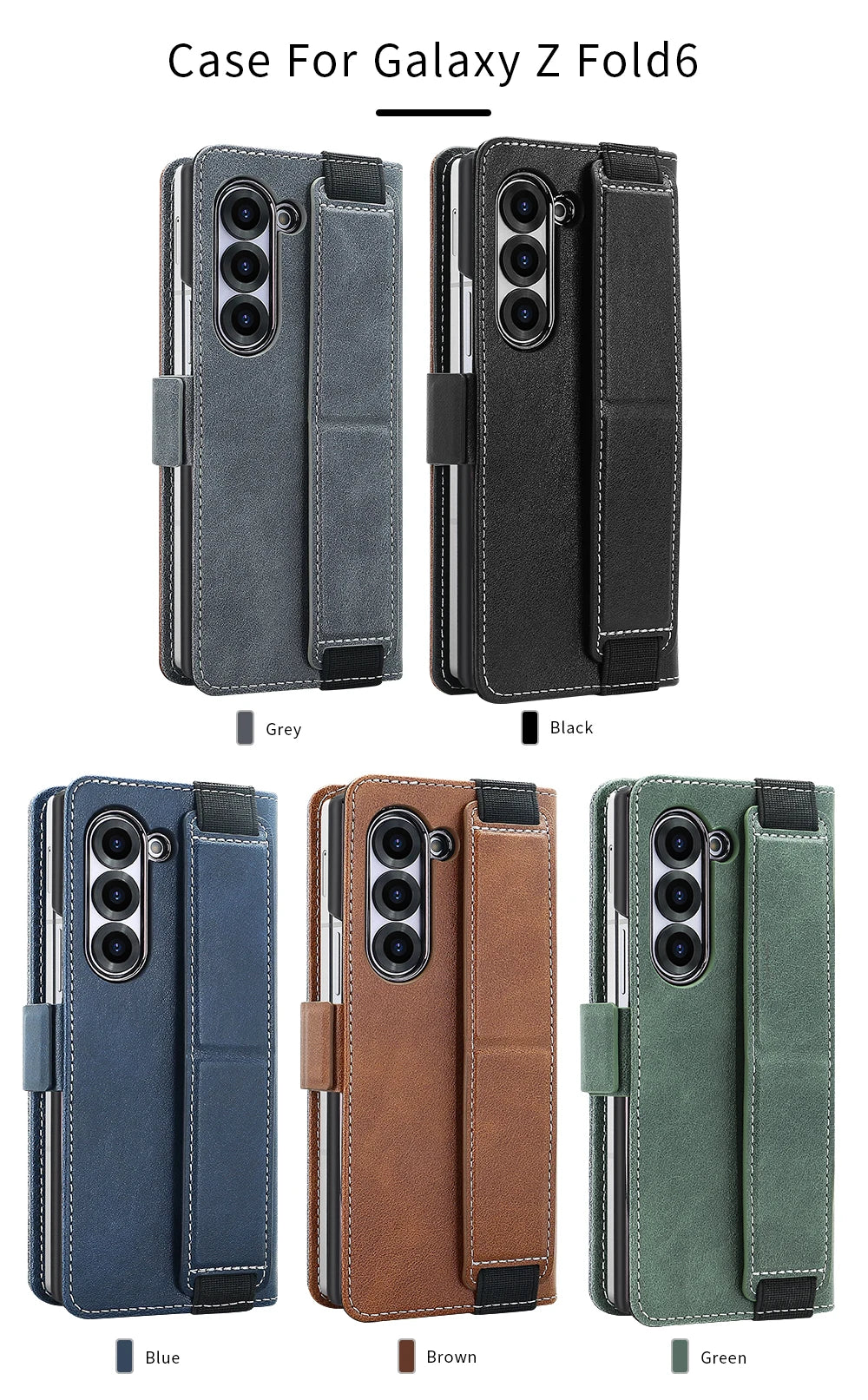 Business PU Leather Flip Wallet Mobile Phone Case Fit For Samsung Galaxy Z Fold 7 Z Fold 6 Fold 5 Case With Adjustable Kickstand