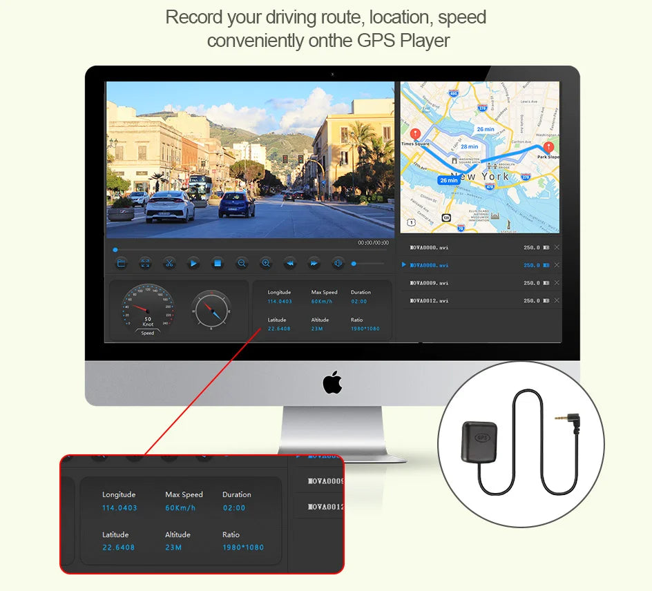 E-ACE 2K Car DVR WIFI GPS Stream Media Mirror Optional 1080P Car Video Camera Night Vision Loop Recording 24H Parking Black Box
