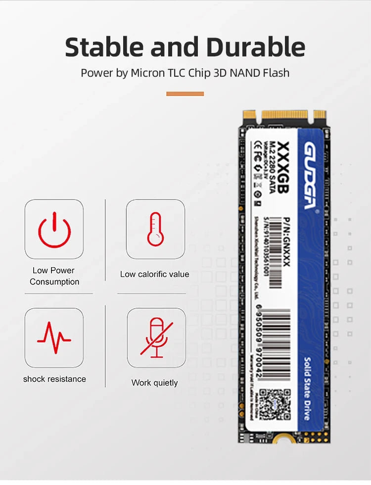 GUDGA SSD M2 SATA M.2 NGFF SATA III Solid State Drive 1TB 2TB 4TB 2242 2280 Internal Hard Drive Disk For Laptops Desktop Notebook