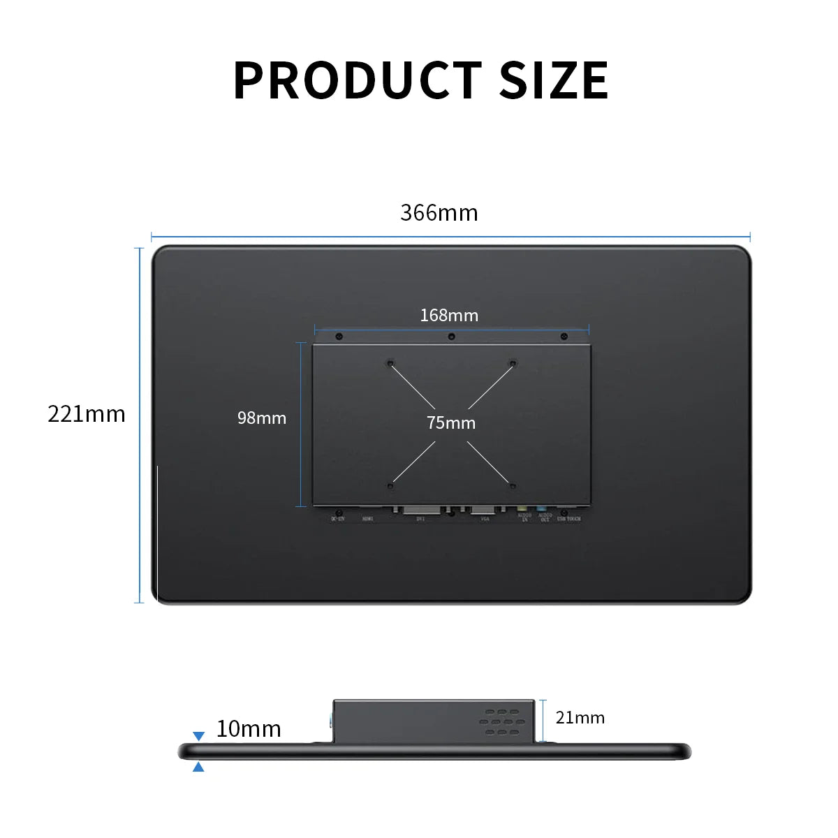 Unew 15.6 inch Touchscreen 1080P IPS Screen Speakers Industrial with 75*75 VESA HDMI DVI VGA For Raspberry Pi Laptop PC Phone