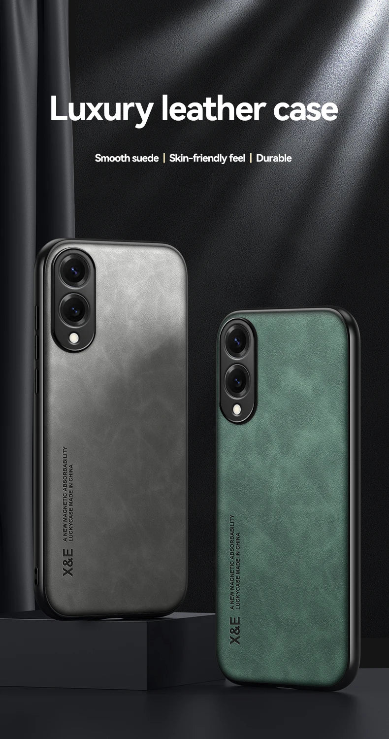 Magnetic Sheepskin Leather Case For Samsung Galaxy S25 S24 S23 S22 S21 S20 Ultra FE S25 Edge S10 S9 Plus Soft Shockproof Cover