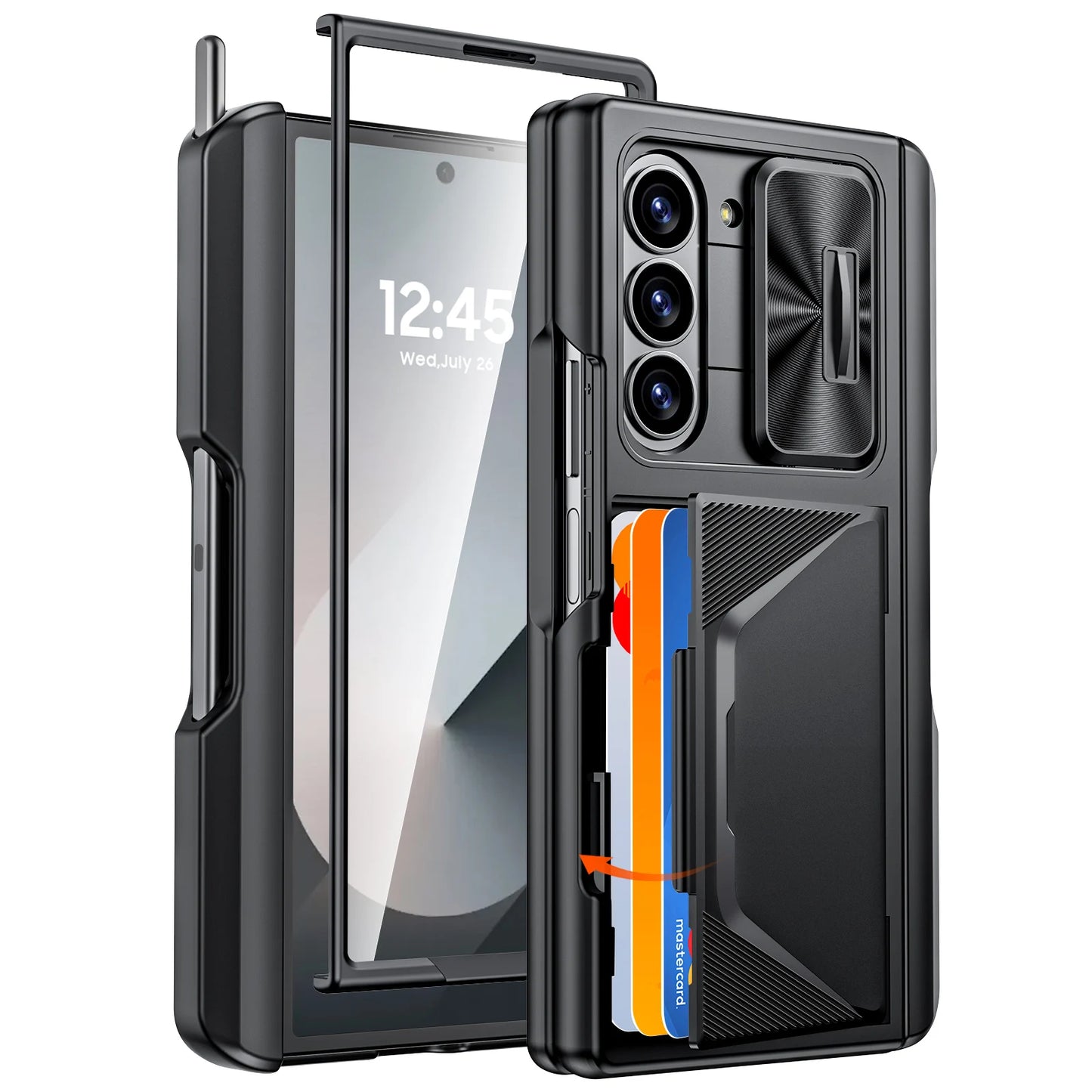 For Galaxy Z Fold 6,Goddess Day gift Back Card Pack,Integrated Pen Slot,Full Coverage 9H Protective Film,Shockproof Phone Case