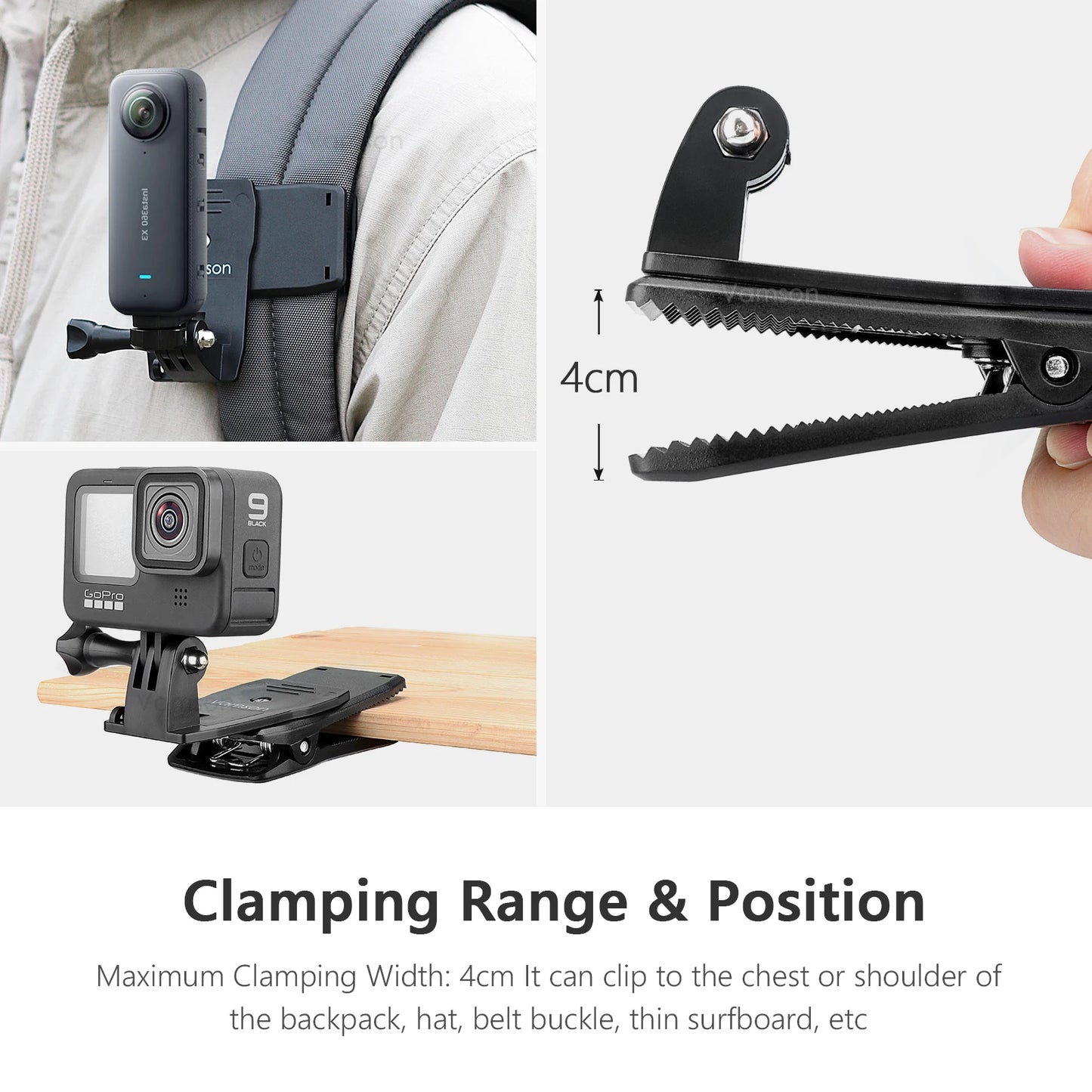 Vamson 360 Degree Mobile Phone Clip Cellphone Backpack Holder Mount for iPhone Samsung Shoulder Belt for Smartphone Accessories