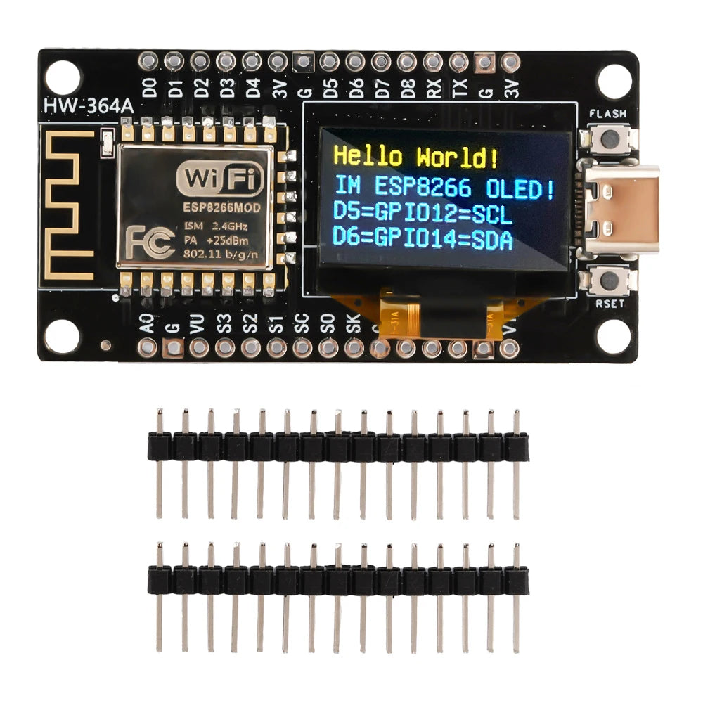 NodeMCU ESP8266 Development Board with 0.96‘’ OLED Display,CH-340,ESP-12E WiFi Module,Type-C/Micro USB for Arduino/Micropython