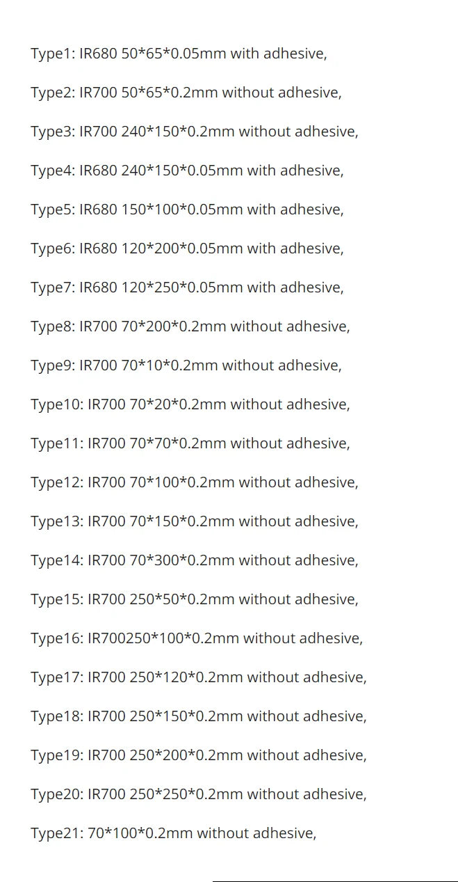 Ultra-thin Optical Plastic Film Filter Film Blocks Visible Light Infrared Transmission Infrared Light Transmission