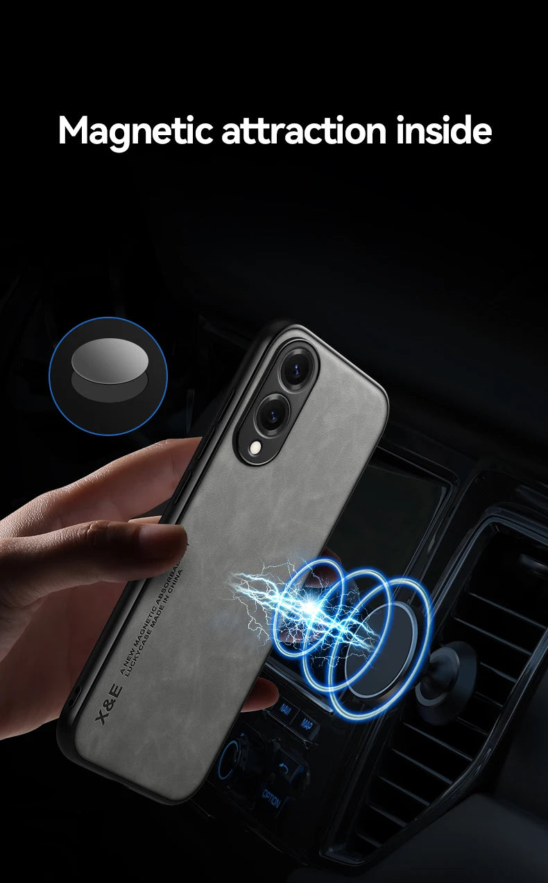 Magnetic Sheepskin Leather Case For Samsung Galaxy S25 S24 S23 S22 S21 S20 Ultra FE S25 Edge S10 S9 Plus Soft Shockproof Cover