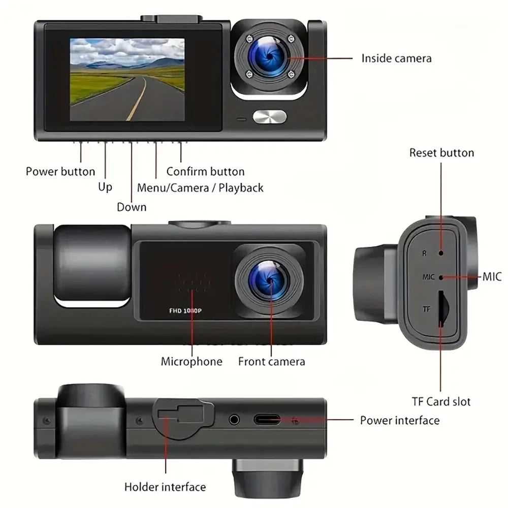 WIFI APP Control Car Dvr 2/3 Channel 1080P Dash Cam for Cars Front optional Rear View Recorder Video Car Camera Car Assecories