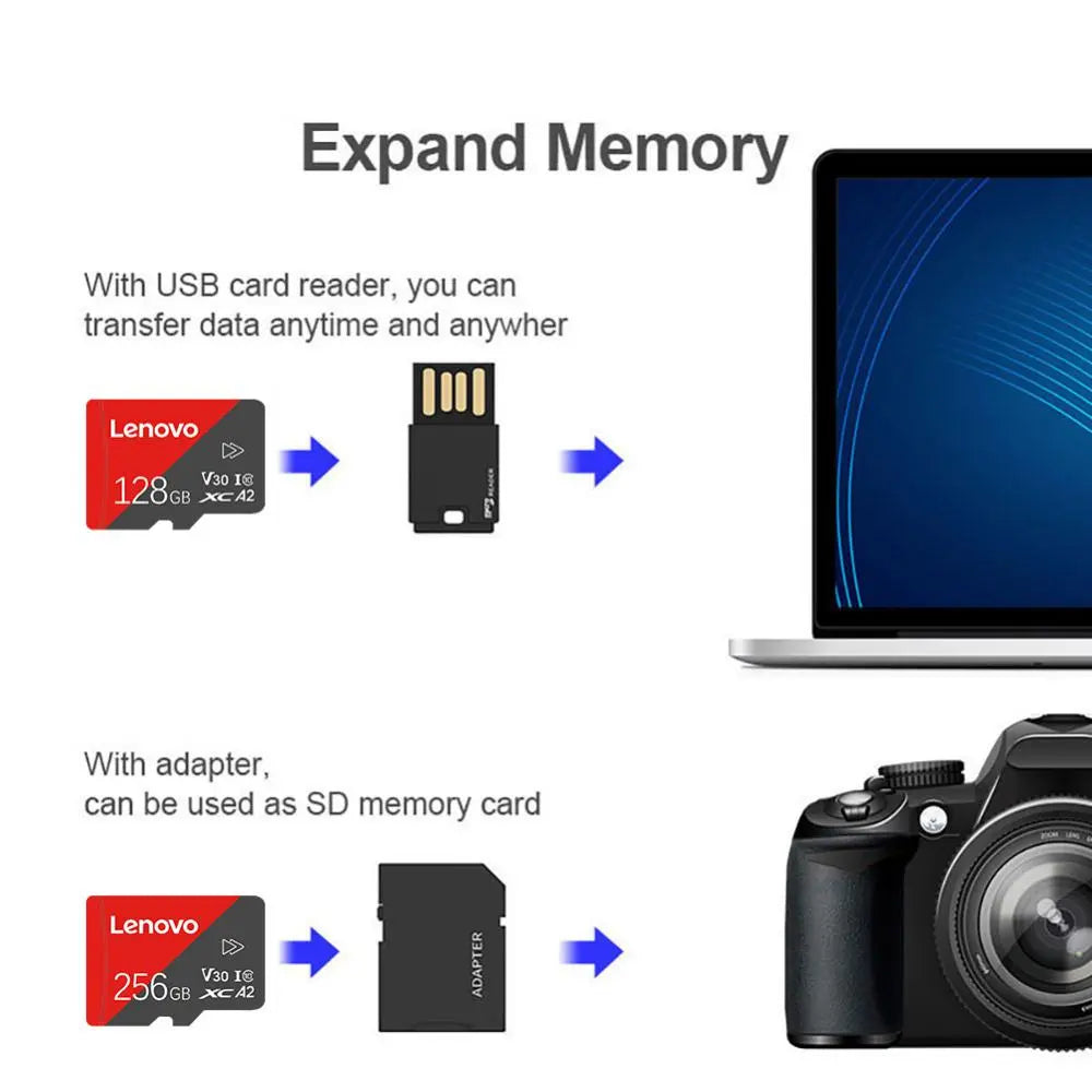 Lenovo Flash Memory SD Cards 32GB 64GB 256GB Micro TF/SD Card 1TB SD Memory Card 128GB Micro Tf Card Adapter Android Phone