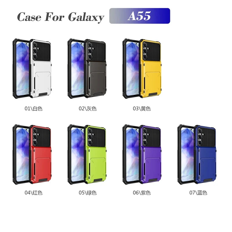 Wallet Case For Samsung Galaxy A16 A26 A36 A56 5G A06 A05 A15 A25 A35 A55 A14 A34 A54 A12 A04s Heavy Duty Armor Cards Slot Cover