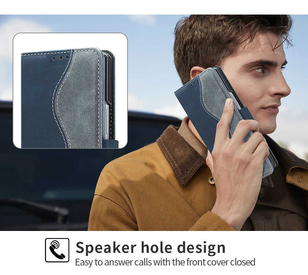 Business PU Leather Flip Wallet Mobile Phone Case Fit For Samsung Galaxy Z Fold 7 Z Fold 6 Fold 5 Case With Adjustable Kickstand