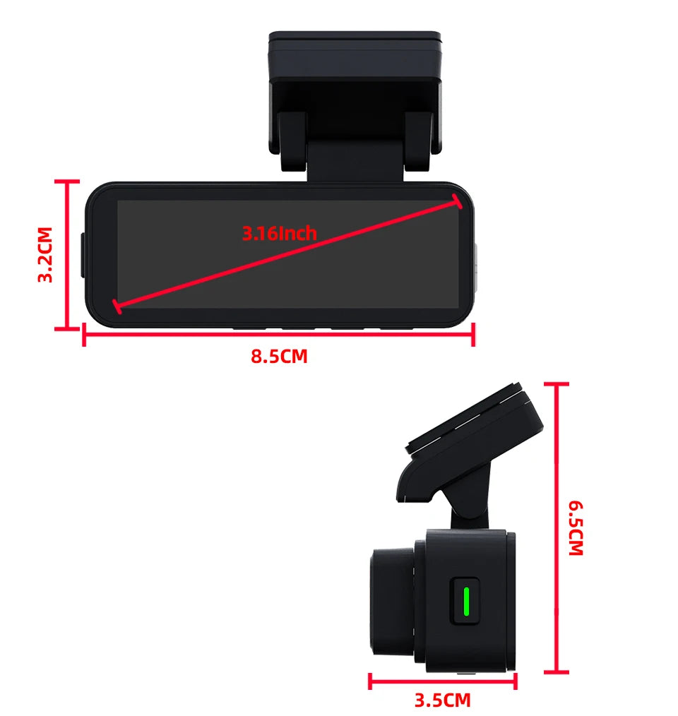 Dash Cam 4K UHD Recording Car Camera DVR Night Vision Video Recorder GPS Wi-Fi  Support Dual Lens Room 2.5K Rear View Camera