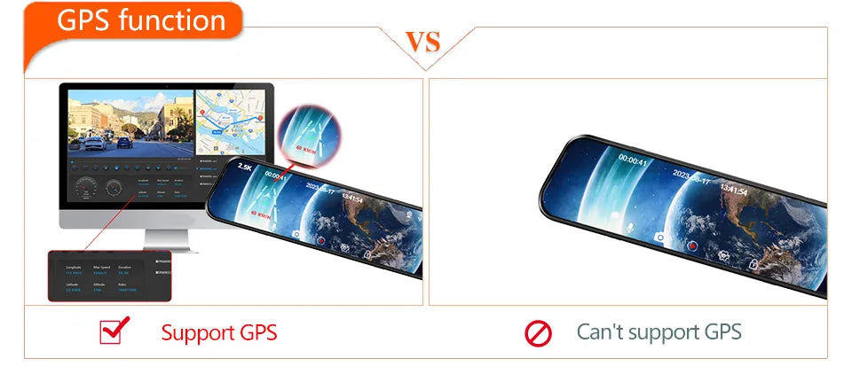 E-ACE 2K Car DVR WIFI GPS Stream Media Mirror Optional 1080P Car Video Camera Night Vision Loop Recording 24H Parking Black Box