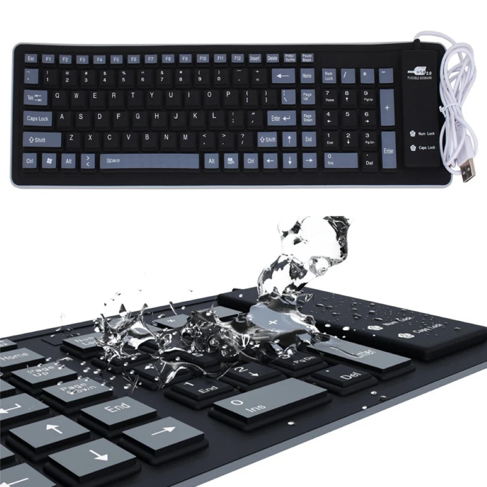 NEW Wire Bluetooth Keyboard Foldable Roll Up Silent 87key Keypads Soft Silicone Flexible Teclado For PC Tablet