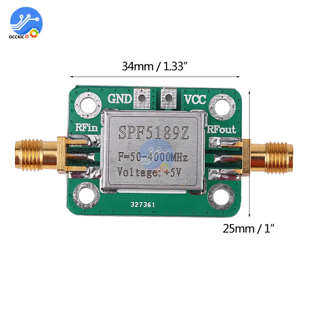 LNA 50-4000MHz RF Low Noise Amplifier Signal Receiver Module Shield Board for Arduino SPF5189 NF = 0.6dB inm