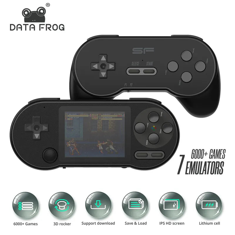 DATA FROG SF 2000 3 Inch Retro Handheld Game Console Built-in 6000 Games Classic Portable Game Players IPS Video Game Console