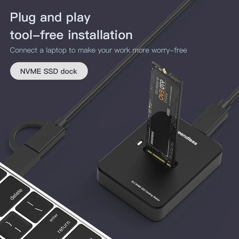 External SSD Hard Disk M.2 SSD Enclosure 10Gbps Read Writing Speed SSD Case For M.2 NVME SATA SSD Docking Station Plug and Play