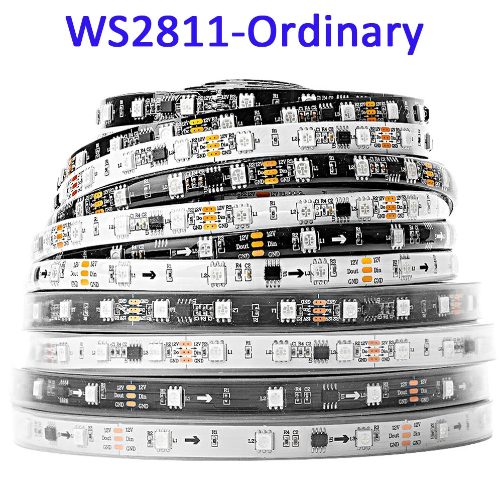 5m 12V WS2811 WS2815 5V WS2812B ECO WS2813 Dual Signal RGB IC 3PIN 4PIN Pixels LED Light Strip Addressable 30 60 LEDs IP30 65 67