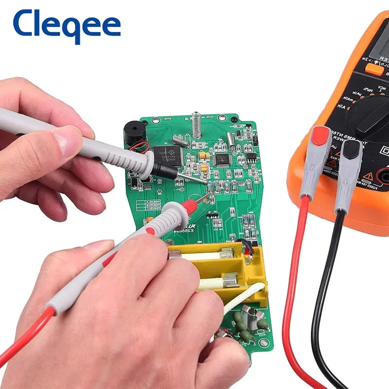 Cleqee P1503 Series Universal Multimeter Probe Test Leads Kit with Replacement Needle Tester Tip IC SMD Test Hook Alligator Clip