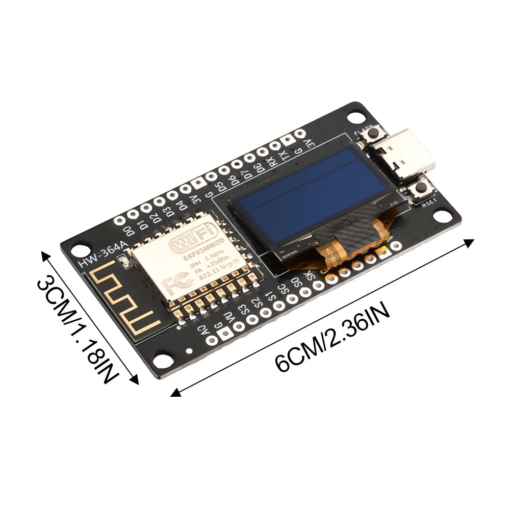 NodeMCU ESP8266 Development Board with 0.96‘’ OLED Display,CH-340,ESP-12E WiFi Module,Type-C/Micro USB for Arduino/Micropython