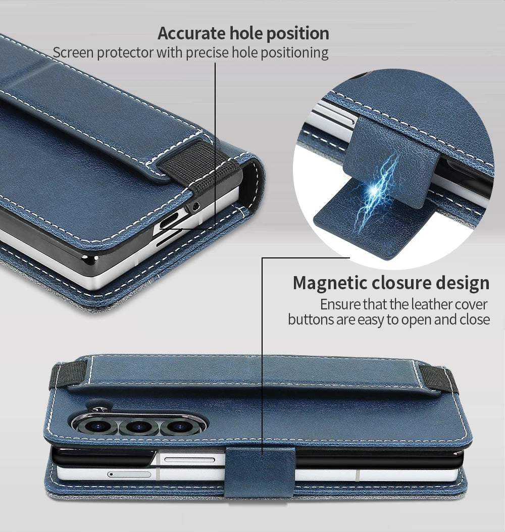 Business PU Leather Flip Wallet Mobile Phone Case Fit For Samsung Galaxy Z Fold 7 Z Fold 6 Fold 5 Case With Adjustable Kickstand