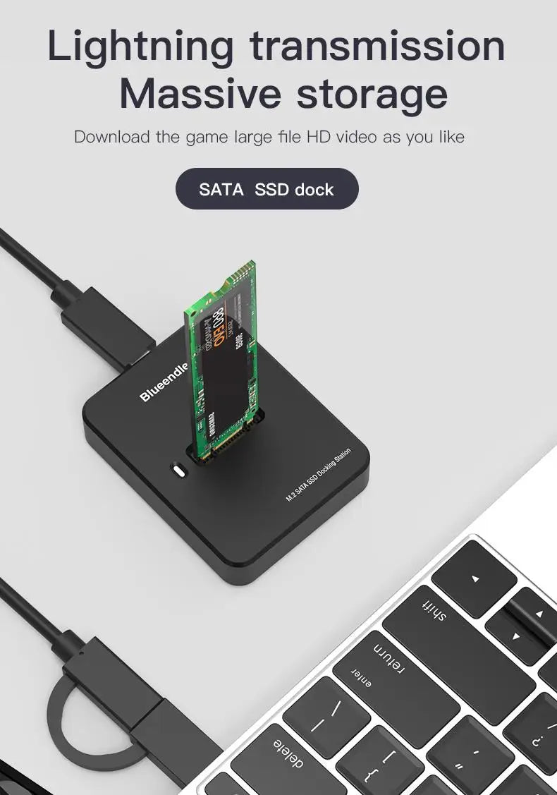 External SSD Hard Disk M.2 SSD Enclosure 10Gbps Read Writing Speed SSD Case For M.2 NVME SATA SSD Docking Station Plug and Play