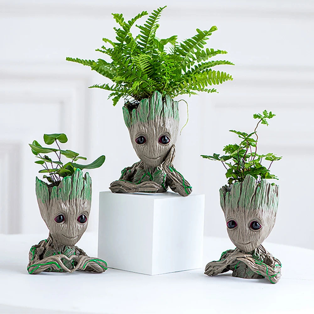 Marvel Figure Groot Flower Pot Tree Man Planter with Drainage Hole Pencil Pen Holder Office Party Ornament Birthday Gift Planter