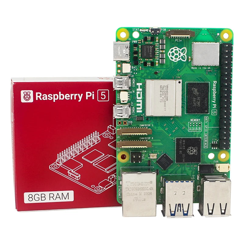 Original Raspberry Pi 5 4G 8G RAM BCM2712 2.4GHz VideoCore VII GPU 4Kp60 PCIe 2.0 RTC Optional Case Fan Power Supply for Pi5