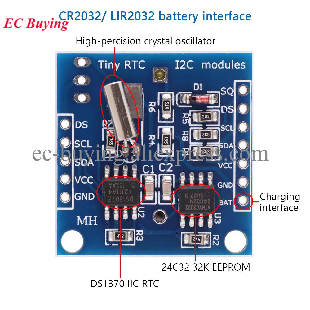 I2C RTC DS1307 AT24C32 Real Time Clock Module For AVR ARM PIC Tiny RTC I2C modules memory DS1307 Clock For Arduino